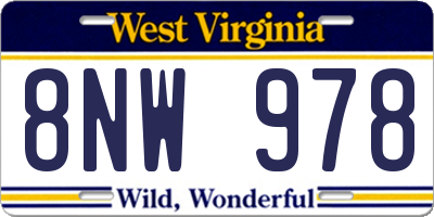 WV license plate 8NW978