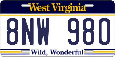 WV license plate 8NW980