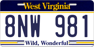 WV license plate 8NW981