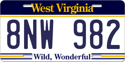 WV license plate 8NW982