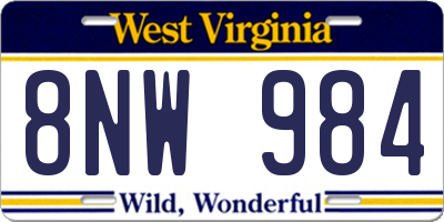 WV license plate 8NW984