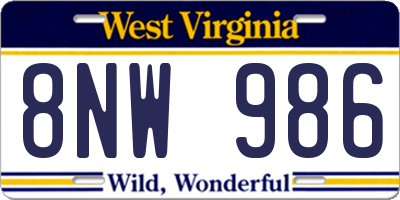 WV license plate 8NW986