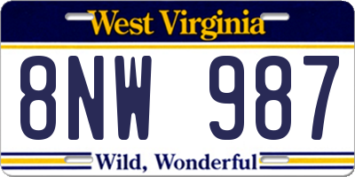 WV license plate 8NW987