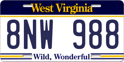WV license plate 8NW988