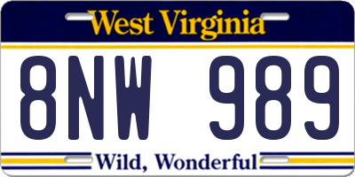 WV license plate 8NW989