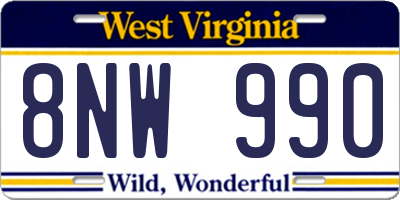 WV license plate 8NW990