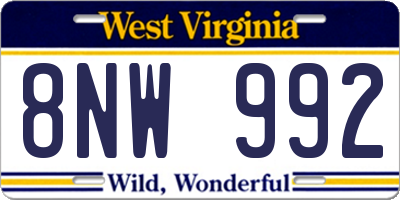 WV license plate 8NW992