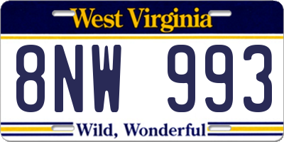 WV license plate 8NW993