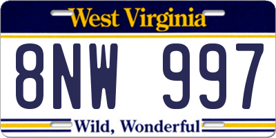 WV license plate 8NW997