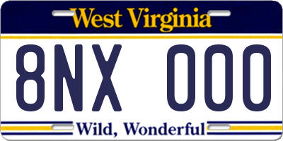 WV license plate 8NX000