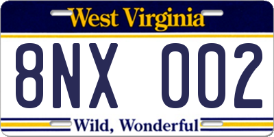 WV license plate 8NX002