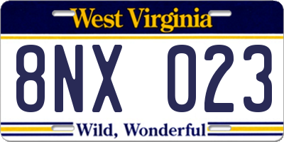 WV license plate 8NX023