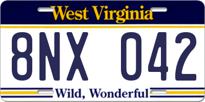 WV license plate 8NX042