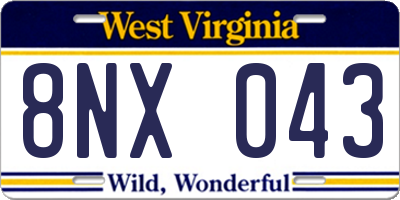 WV license plate 8NX043