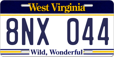 WV license plate 8NX044