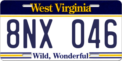 WV license plate 8NX046