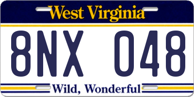 WV license plate 8NX048