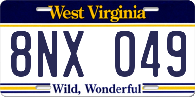 WV license plate 8NX049