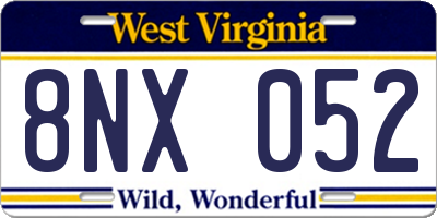 WV license plate 8NX052