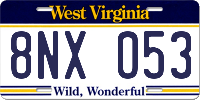 WV license plate 8NX053