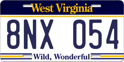 WV license plate 8NX054