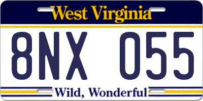 WV license plate 8NX055