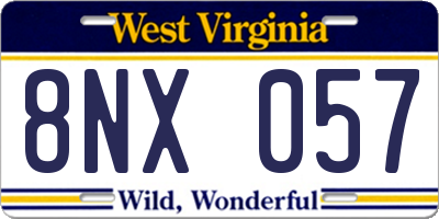 WV license plate 8NX057