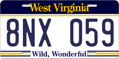 WV license plate 8NX059
