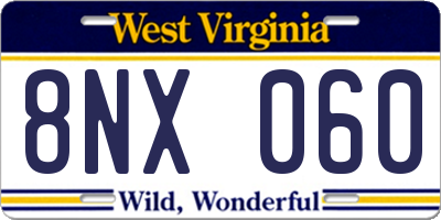 WV license plate 8NX060