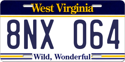 WV license plate 8NX064