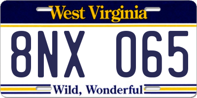 WV license plate 8NX065