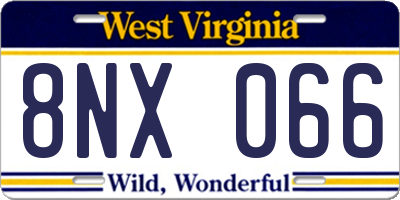WV license plate 8NX066