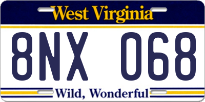 WV license plate 8NX068
