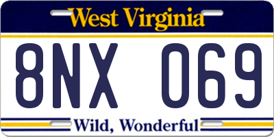 WV license plate 8NX069