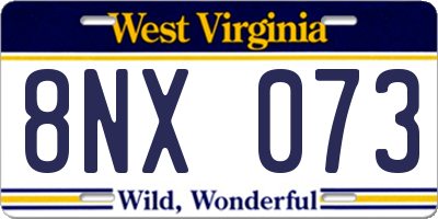 WV license plate 8NX073