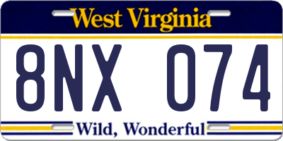 WV license plate 8NX074
