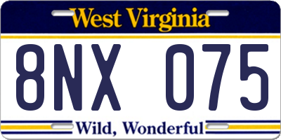 WV license plate 8NX075