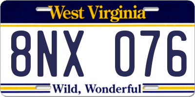 WV license plate 8NX076