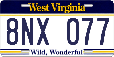 WV license plate 8NX077