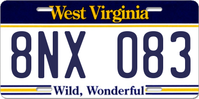 WV license plate 8NX083