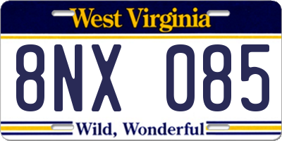 WV license plate 8NX085