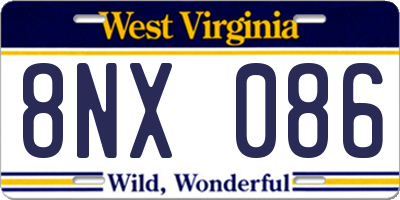 WV license plate 8NX086