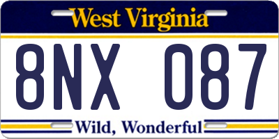 WV license plate 8NX087