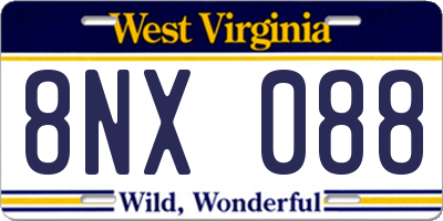 WV license plate 8NX088