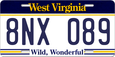 WV license plate 8NX089