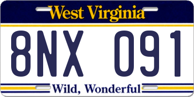 WV license plate 8NX091
