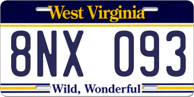 WV license plate 8NX093