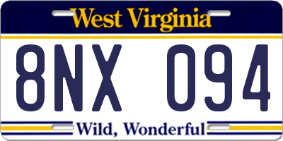 WV license plate 8NX094