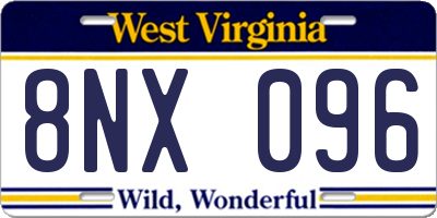WV license plate 8NX096
