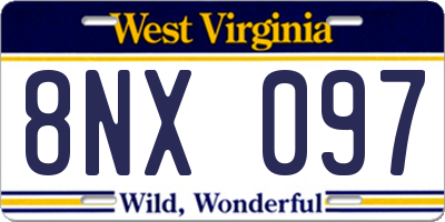 WV license plate 8NX097
